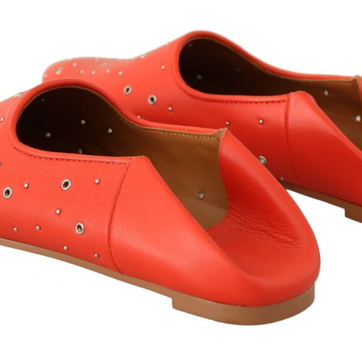 Chloé Orange Leather Eyelet Slides Flats Loafers Shoes