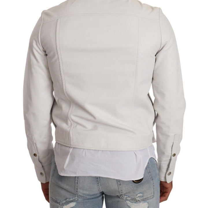 Diesel White Leather Biker Black Gold Collection Jacket