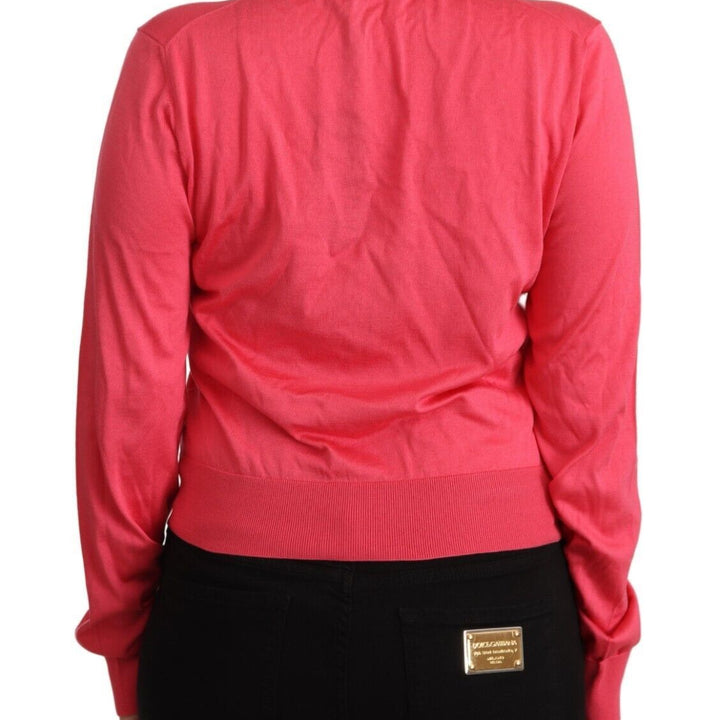 Dolce & Gabbana Pink Silk Crewneck Pullover Top Sweater