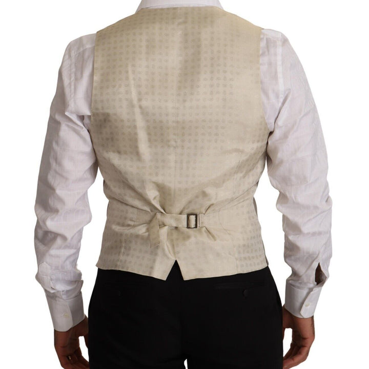 Dolce & Gabbana Beige Wool Single Breasted Waistcoat Vest