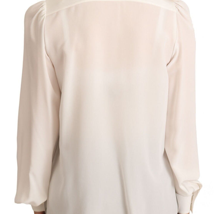 Dolce & Gabbana White Long Sleeve Polo Shirt Top Blouse