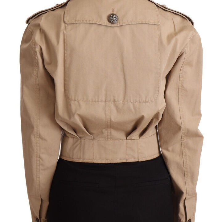 Dolce & Gabbana Beige Cropped Fitted Cotton Coat Jacket