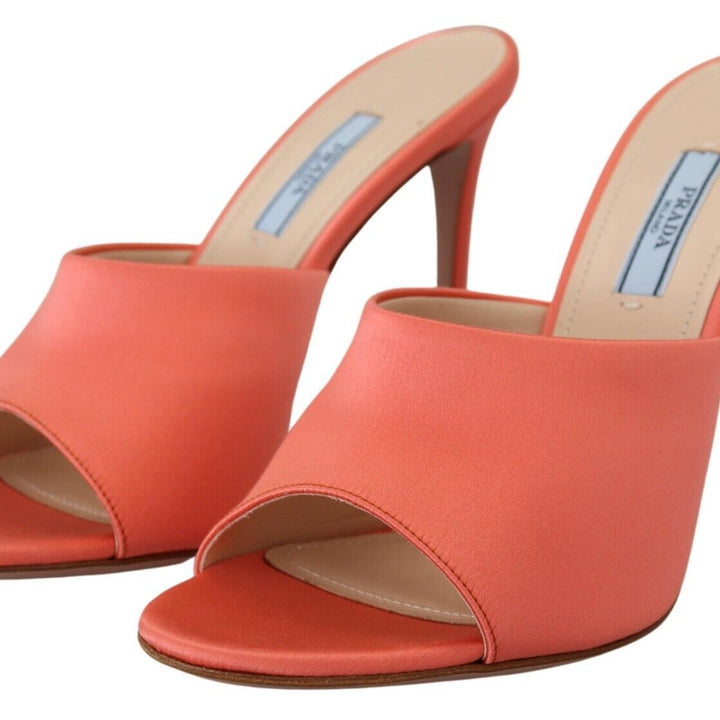 Prada Coral Calzature Leather Stilettos Heels Sandals Shoes