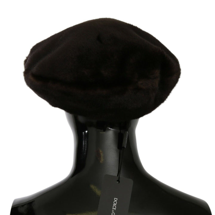 Dolce & Gabbana Brown Cashmere Fur Fiddler Hat