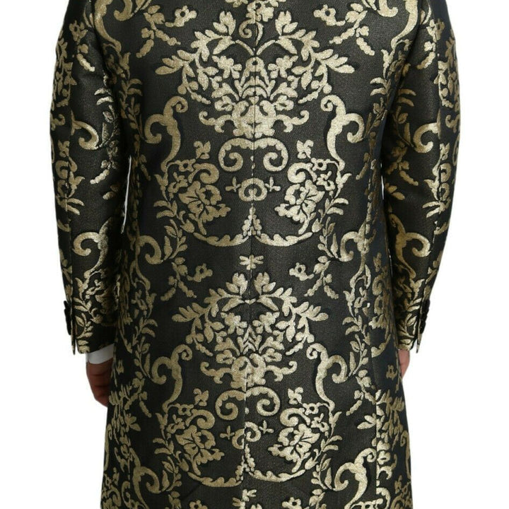 Dolce & Gabbana Black Gold Jacquard Long Coat SICILIA Jacket