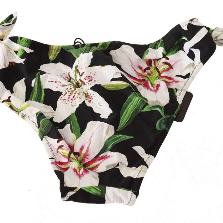 Dolce & Gabbana Bikini Bottom Black Lily Print Swimsuit Swimwear