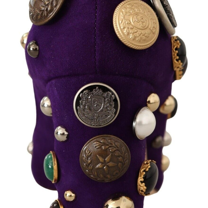 Dolce & Gabbana Purple Suede Embellished Pump Mary Jane Shoes