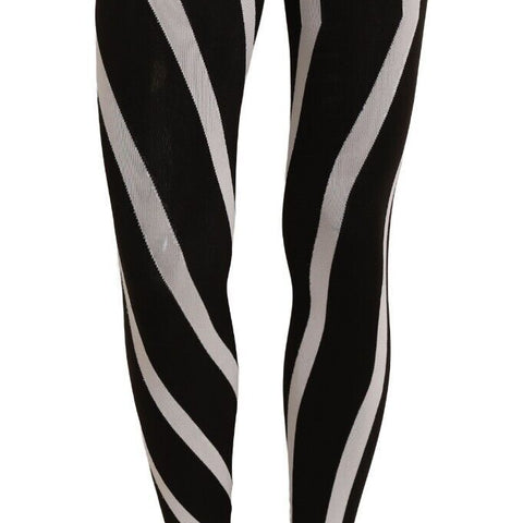 Dolce & Gabbana Black White Striped Tights Stockings Women