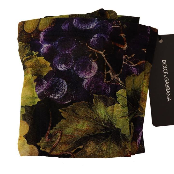 Dolce & Gabbana Black Grapes Print Stockings Tights