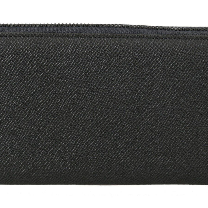 Dolce & Gabbana Gray Leather Zipper Continental Bill Card Coin Wallet