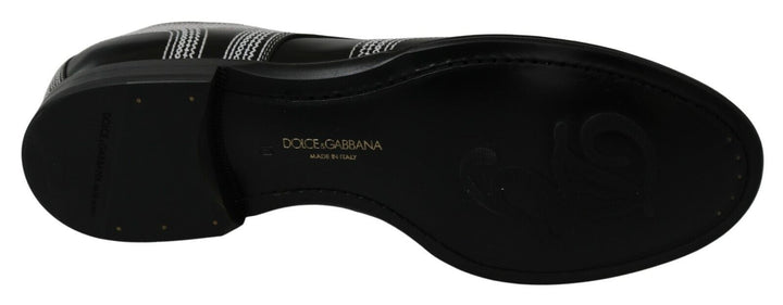 Dolce & Gabbana Black Leather Derby Formal White Lace Shoes