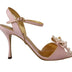 Dolce & Gabbana Pink Faux Pearl Ankle Strap Heels Sandals Shoes