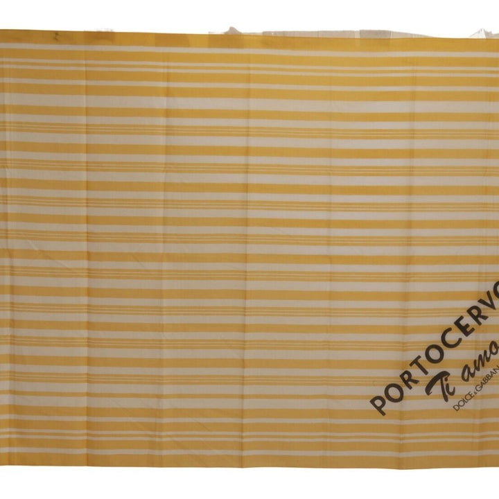 Dolce & Gabbana Yellow White Striped Portocervo Shawl Scarf