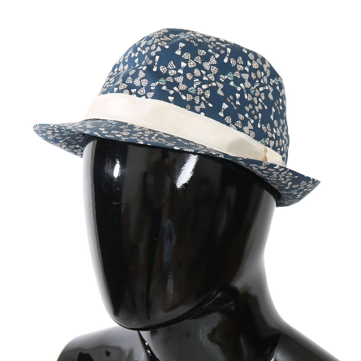 Dolce & Gabbana Blue White Cotton Bow Print Fedora Hat