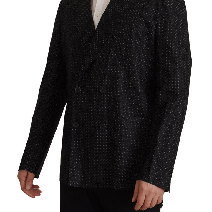 Dolce & Gabbana Black Polka Dotted Cotton Blazer Jacket