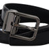 Dolce & Gabbana Black Leather Silver Tone Metal Buckle Men Belt