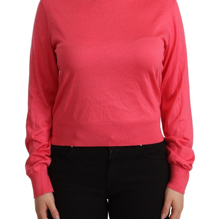 Dolce & Gabbana Pink Silk Crewneck Pullover Top Sweater