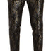 Dolce & Gabbana Silver Gold Jacquard Men Trouser Dress Pants