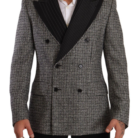 Dolce & Gabbana Gray Wool Double Breasted Jacket Coat Blazer