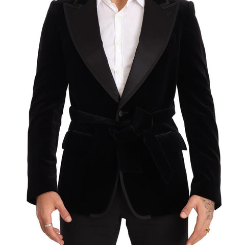 Dolce & Gabbana Black Velvet Single Breasted One Button Blazer