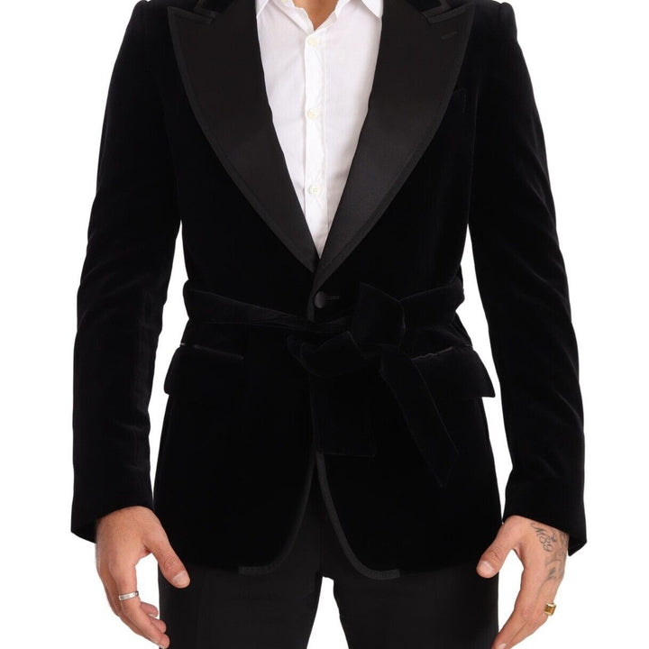 Dolce & Gabbana Black Velvet Single Breasted One Button Blazer