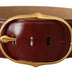 Dolce & Gabbana Maroon Leather Gold Metal Oval Buckle Belt