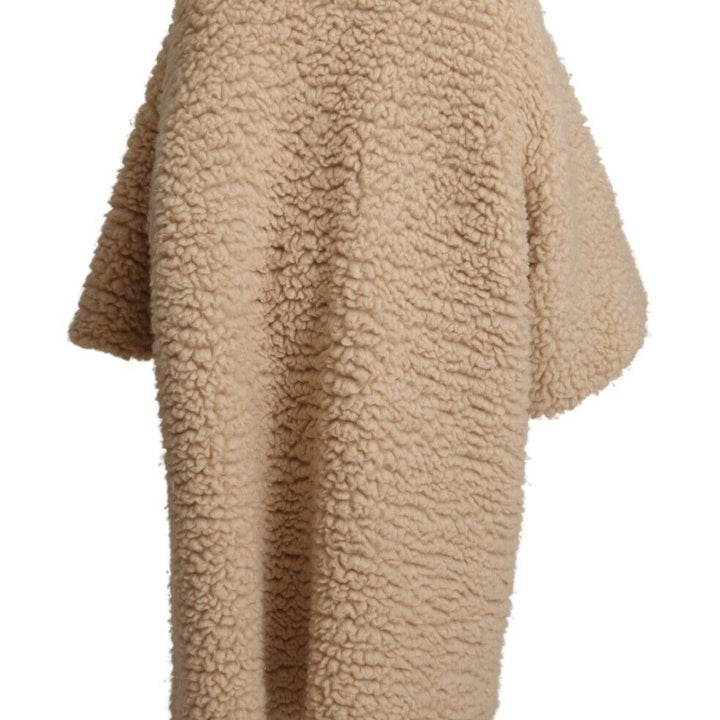 Dolce & Gabbana Beige Cashmere Wool Faux Fur Coat Jacket