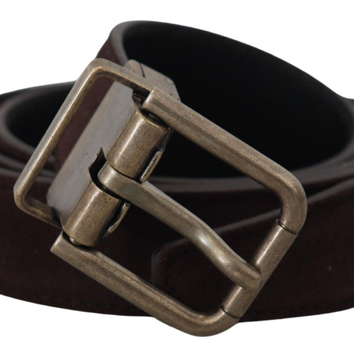 Dolce & Gabbana Dark Brown Leather Antique Metal Buckle Men Belt