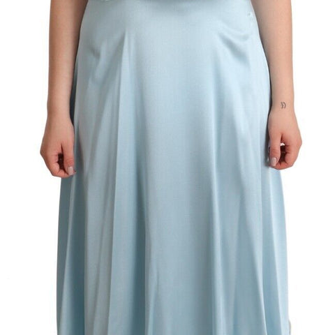 Dolce & Gabbana Blue Lace A-line Spaghetti Strap Midi Dress