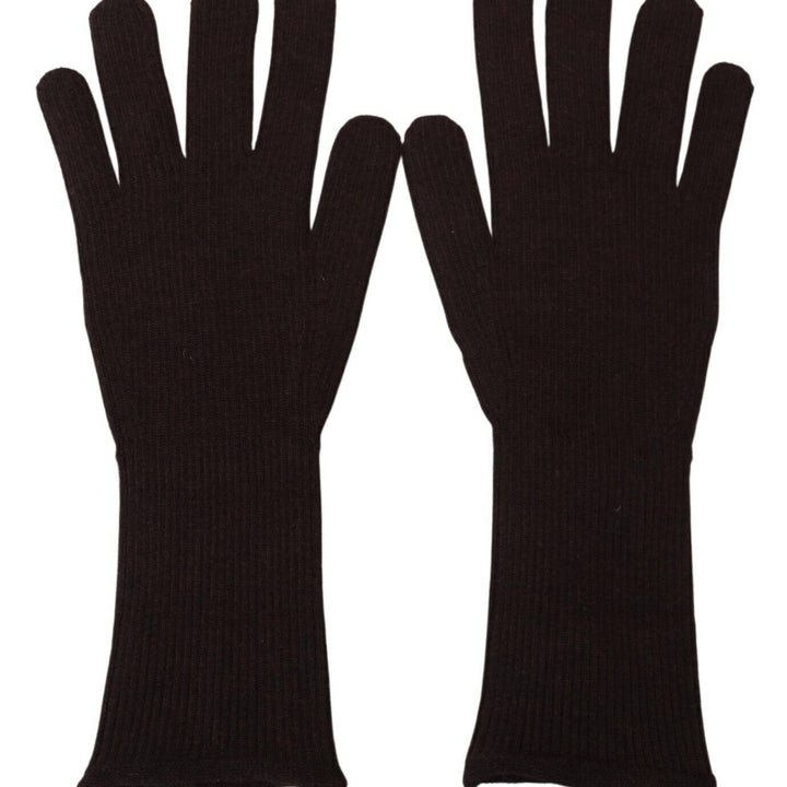 Dolce & Gabbana Brown Cashmere Silk Hands Mitten Mens Gloves