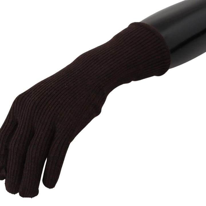 Dolce & Gabbana Brown Cashmere Silk Hands Mitten Mens Gloves