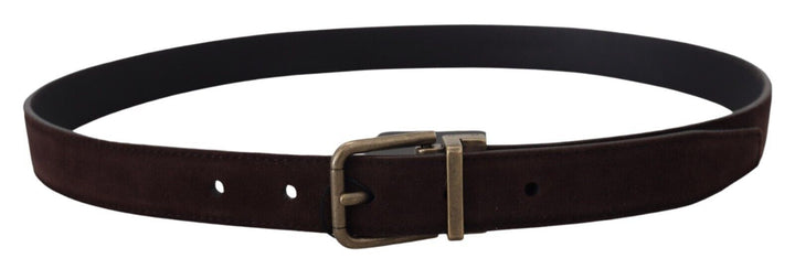 Dolce & Gabbana Dark Brown Leather Antique Metal Buckle Men Belt