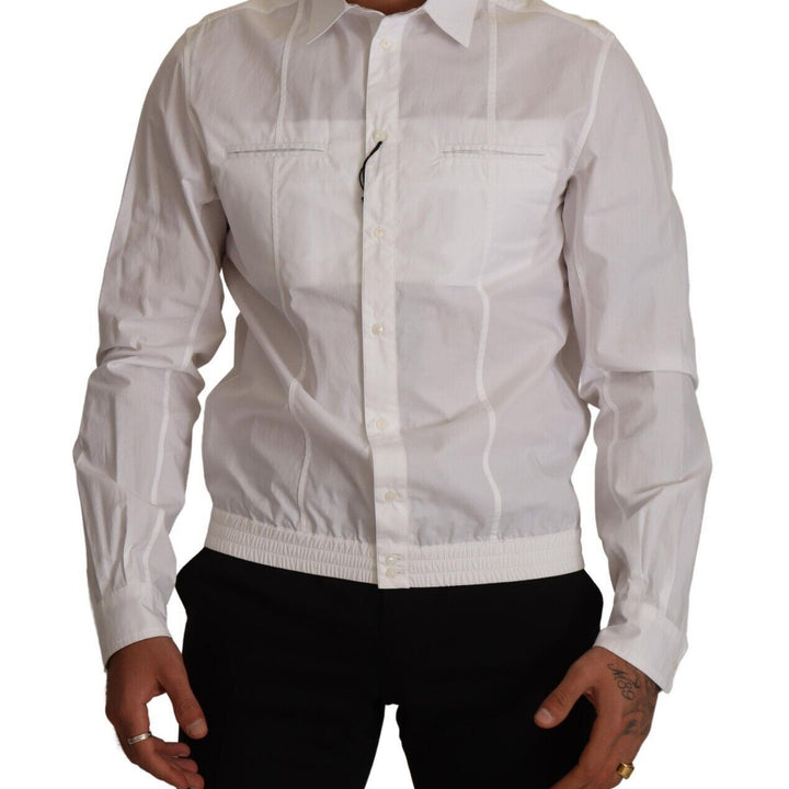 Dolce & Gabbana White Cotton Button Down Men Collared Shirt