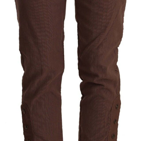 Just Cavalli Brown Mid Waist Cotton Cropped Capri Pants