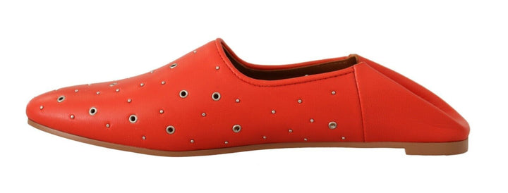 Chloé Orange Leather Eyelet Slides Flats Loafers Shoes