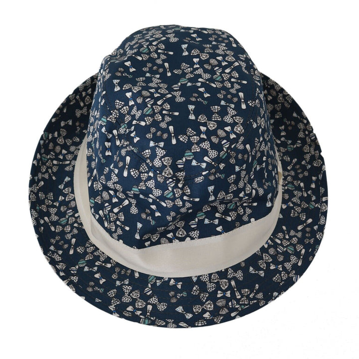 Dolce & Gabbana Blue White Cotton Bow Print Fedora Hat