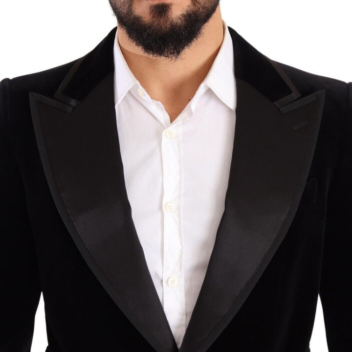 Dolce & Gabbana Black Velvet Single Breasted One Button Blazer