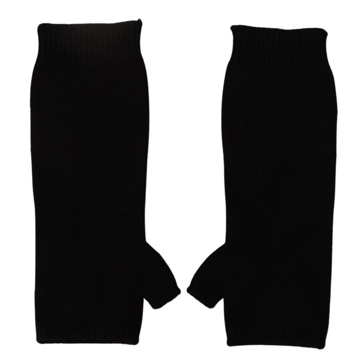 Dolce & Gabbana Black Knitted Fingerless Elbow Length Gloves