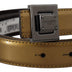 Dolce & Gabbana Gold Leather Silver Square Metal Buckle Belt