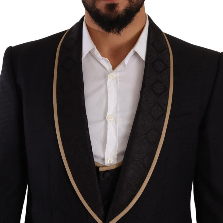 Dolce & Gabbana Black SICILIA Single Breasted 3 Piece Suit