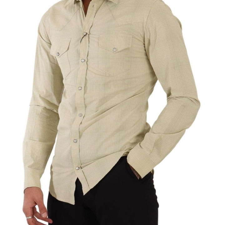 Dolce & Gabbana Yellow SICILIA Cotton Casual Slim Fit Shirt