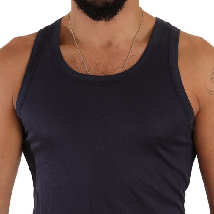 Dolce & Gabbana Blue Modal Round Neck Sleeveless Tank Underwear