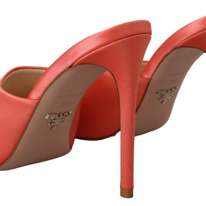 Prada Coral Calzature Leather Stilettos Heels Sandals Shoes