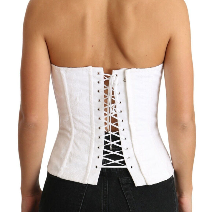 Dolce & Gabbana White PALERMO Bustier Cotton Top Corset