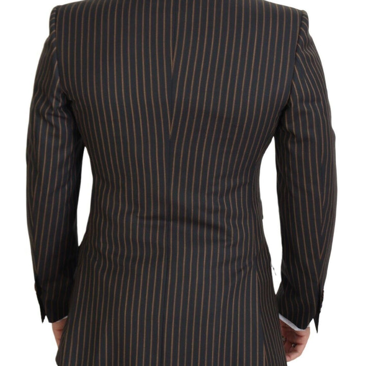 Dolce & Gabbana Black Brown Stripes Single Breasted Blazer