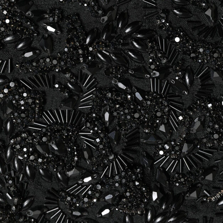 Dolce & Gabbana Black Crystal Handmade Knee Pencil Skirt