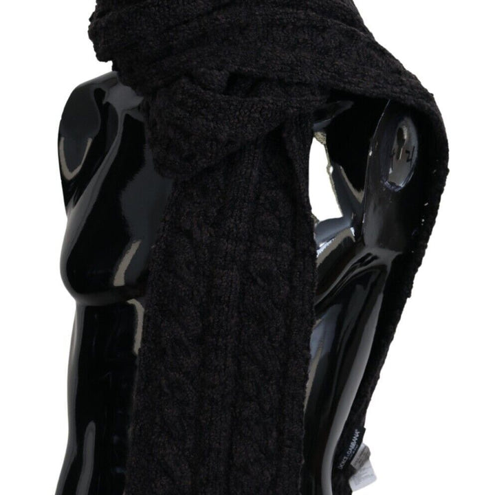 Dolce & Gabbana Black Knitted Men Neck Warm Shawl Scarf