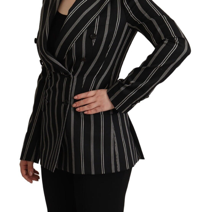 Dolce & Gabbana Black White Stripes Wool Long Sleeves Jacket