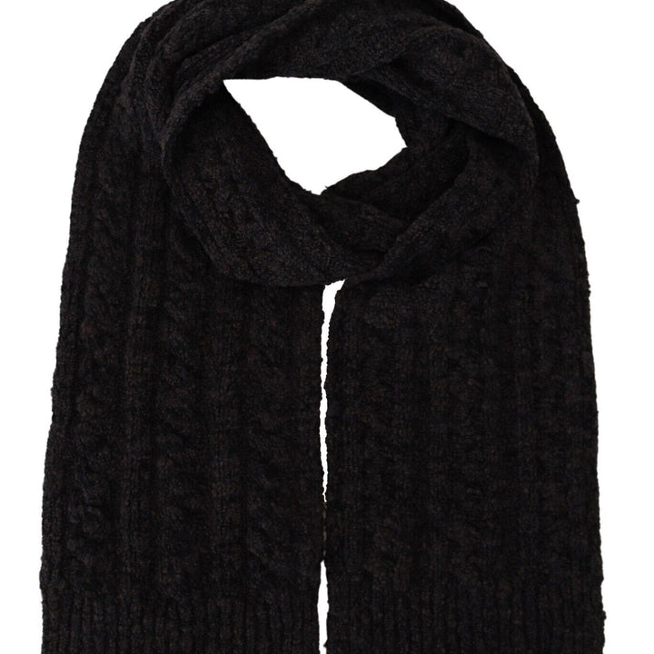 Dolce & Gabbana Black Knitted Men Neck Warm Shawl Scarf