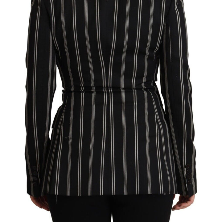 Dolce & Gabbana Black White Stripes Wool Long Sleeves Jacket